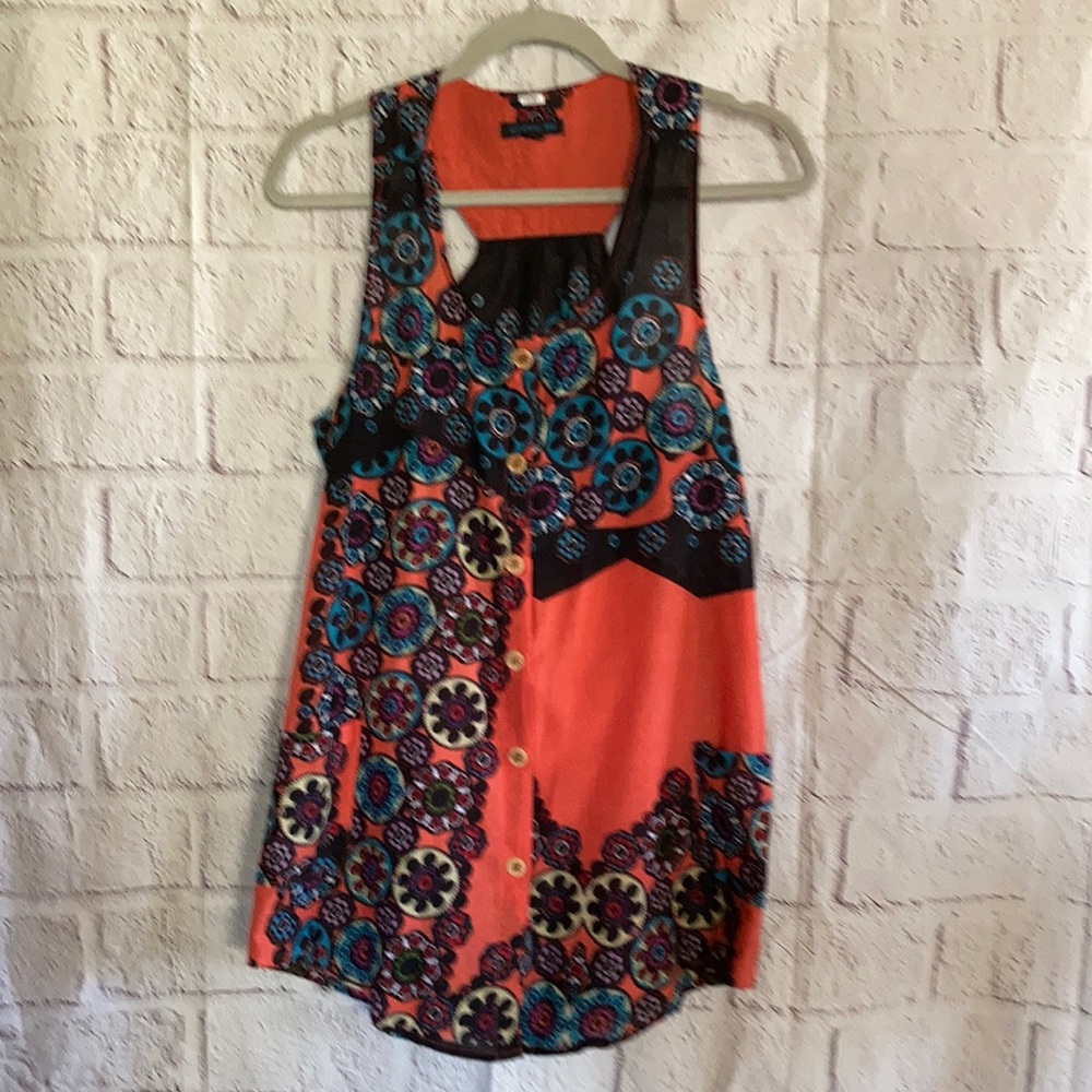 CALS 100% Cotton Sleeveless Button Up Top Size M